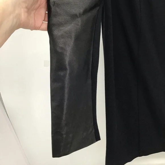 Annette Goertz Wool Blend Dress W/Lamb Leather Sleeves Black Career size 38